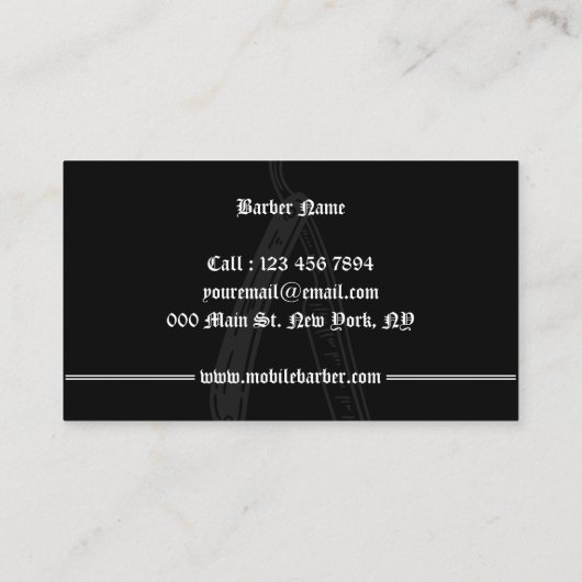 Razorモバイル理容師ショップレトロ 名刺 (裏面)