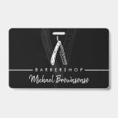 Razor Barber shop black logo simple バッジ (正面)