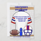 RBのフットボールのジャージーのパーソナライズで白い誕生日 招待状 (裏面)