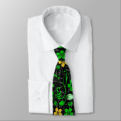 RB02.Reborn Flowers Pattern Layered.Black BG ネクタイ (タイ)