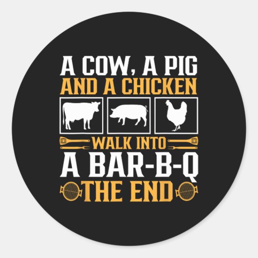 Rbecue Bbqおもしろいジョークグリル恋人ピットマスターグリリ ラウンドシール (正面)