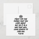 RBGの名言、気になることのために戦え ポストカード (正面/裏面)