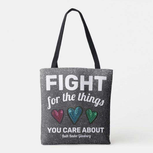 RBGルスバダーギンズバーグ引用文グリッターシークインハート トートバッグ (裏面)