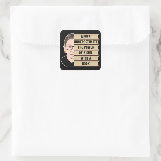 RBG引用文、決して少女の力を過小評価しない スクエアシール (バッグ)