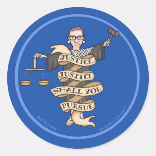 RBG「正義、正義は追求する」 ラウンドシール (正面)