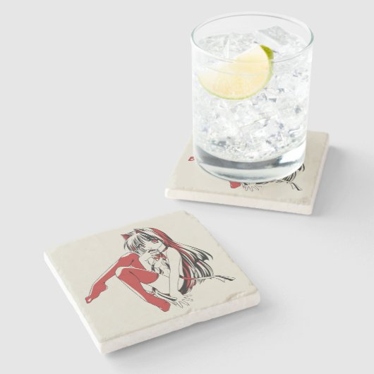 RBP, Neko the Sexy Anime Cat Girl Furry ストーンコースター (横)