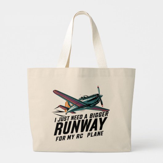 RCの飛行機に大きな滑走路が必要おもしろい ラージトートバッグ (裏面)