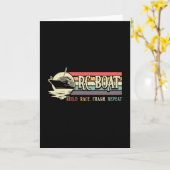 RCボートを組み立て、レースし、クラッシュさせ、繰り返す - モデルRCボート カード (黄色い花)