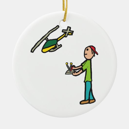 RCモデルのヘリコプタ飛んでいる セラミックオーナメント (正面)