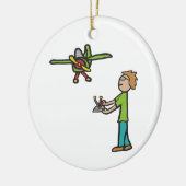 RC型飛行機飛んでいる セラミックオーナメント (左)