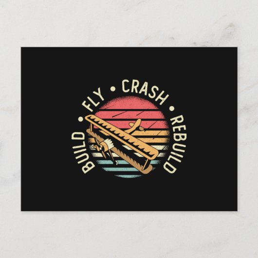 RC飛行機ビルドFly Crash RebuildパイロットRC飛行機 ポストカード (正面)