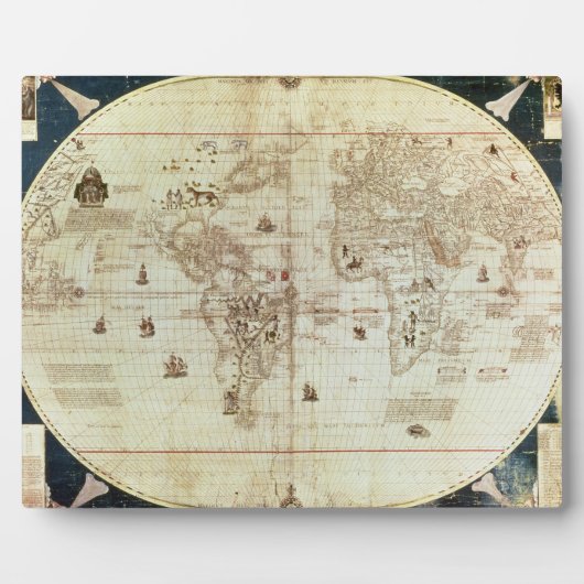 Rc C 2487世界地図、セバスティエン設計 フォトプラーク (正面)