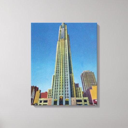 RCA Bldg,ロックフェラーセンターの外観 キャンバスプリント (正面)