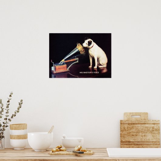 RCA Victor His Masters Voice by Francis Barraud Ad ポスター (キッチン)