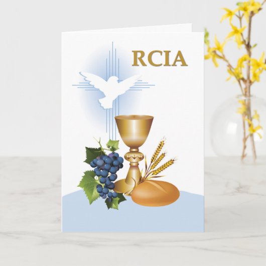 RCIAのお祝いのカトリック教の秘跡の記号 カード (黄色い花)