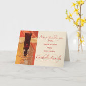 RCIAのお祝い、カトリック教徒、赤い蝋燭 カード (黄色い花)