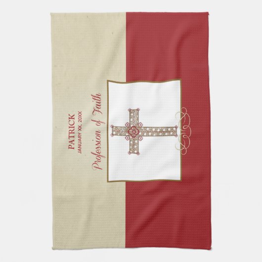RCIA恵みの信仰告白のパーソナライズ キッチンタオル (縦)