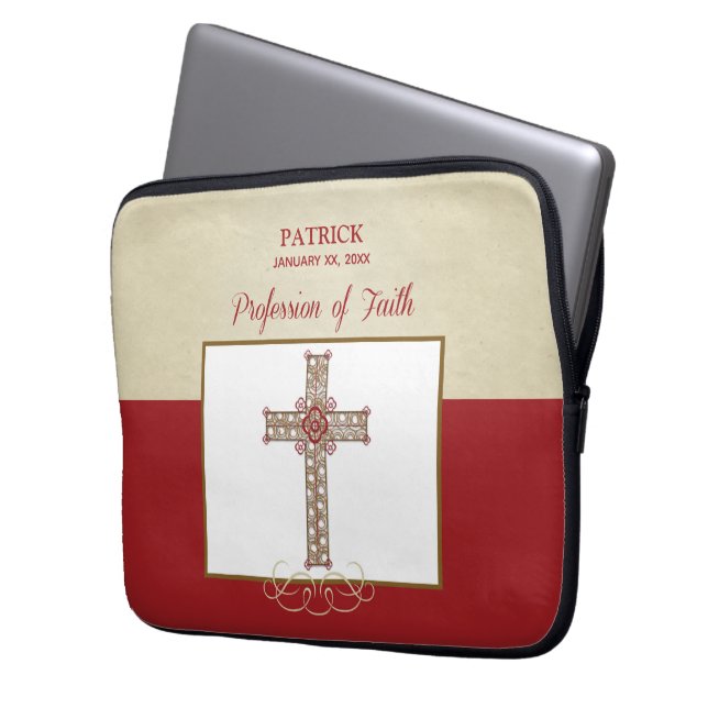 RCIA恵みの信仰告白のパーソナライズ ラップトップスリーブ (正面左)