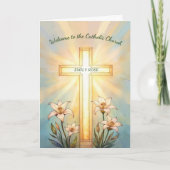 RCIA Name Welcome Catholic Church Cross Lilies カード (正面)