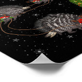 Rcune Santa Sleigh Flying Funny Magical Christmas  ポスター (角)