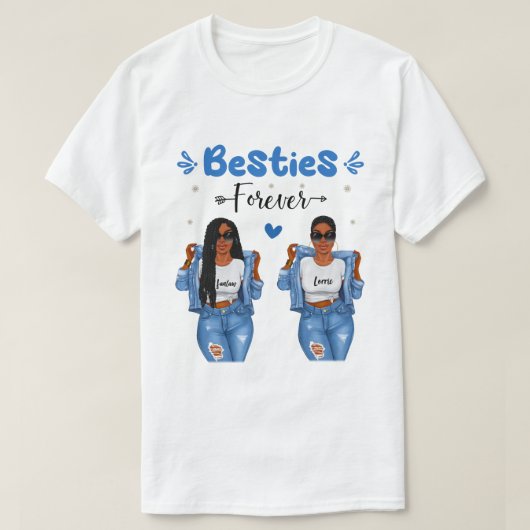 RDパーソナライズされた Besties Forever Tシャツカップル Tシャツ (デザイン正面)