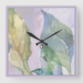 RD壁時計によるゴールデンブルーリーフのポートレート スクエア壁時計 (正面)