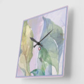 RD壁時計によるゴールデンブルーリーフのポートレート スクエア壁時計 (傾斜)