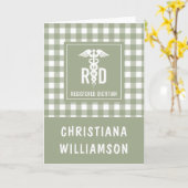 RD登パーソナライズされた録栄養士の格子模様 カード (黄色い花)