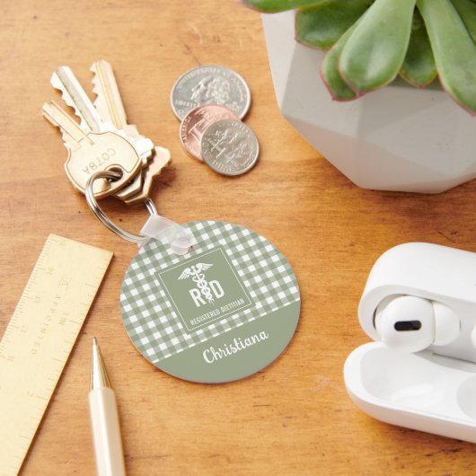 RD登パーソナライズされた録栄養士の格子模様 キーホルダー (デスク)