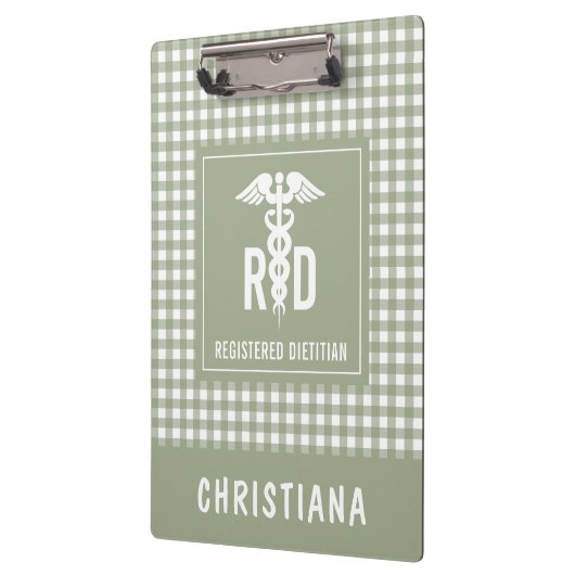 RD登パーソナライズされた録栄養士の格子模様 クリップボード (左)