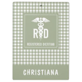 RD登パーソナライズされた録栄養士の格子模様 クリップボード (裏面)