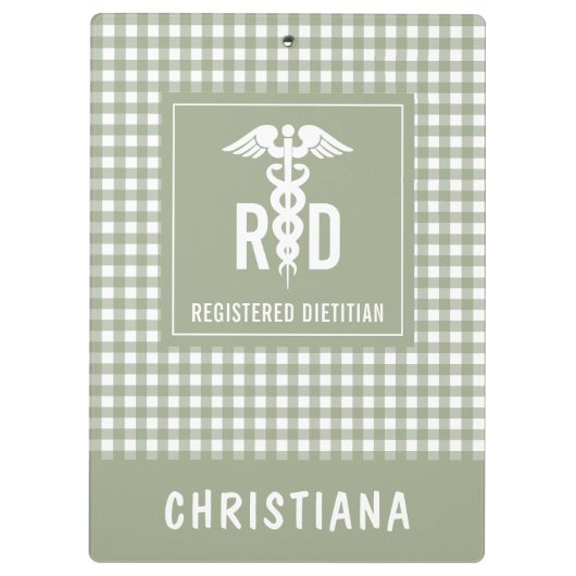 RD登パーソナライズされた録栄養士の格子模様 クリップボード (裏面)