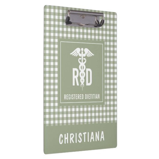 RD登パーソナライズされた録栄養士の格子模様 クリップボード (右)