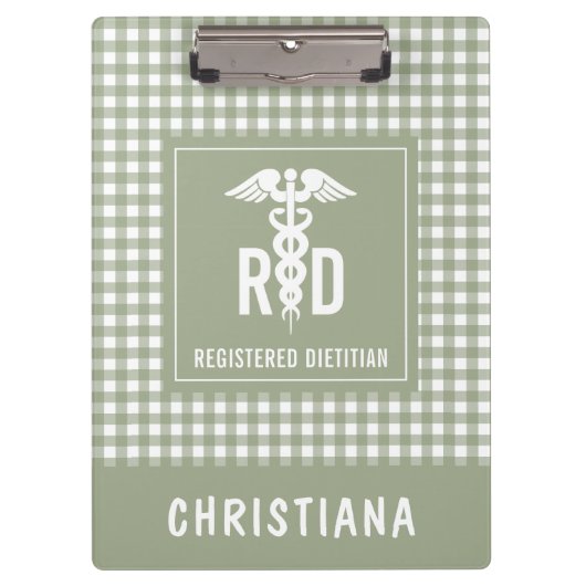 RD登パーソナライズされた録栄養士の格子模様 クリップボード (正面)
