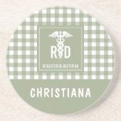 RD登パーソナライズされた録栄養士の格子模様 コースター (正面)