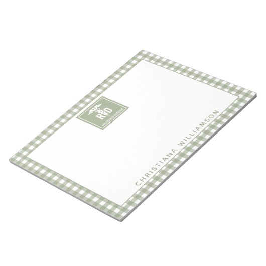 RD登パーソナライズされた録栄養士の格子模様 ノートパッド (アングル)