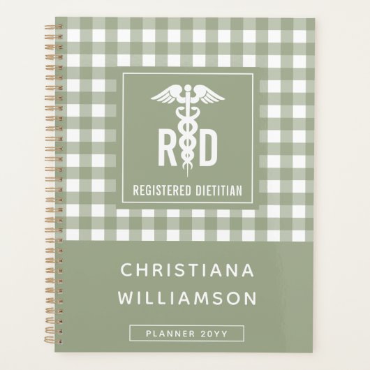 RD登パーソナライズされた録栄養士の格子模様 プランナー手帳 (正面)