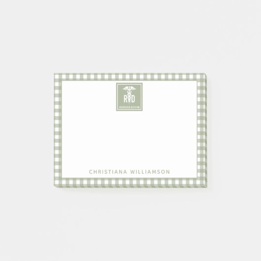 RD登パーソナライズされた録栄養士の格子模様 ポストイット (正面)