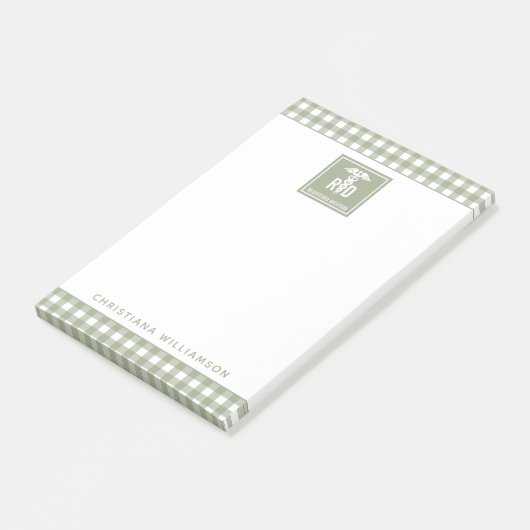 RD登パーソナライズされた録栄養士の格子模様 ポストイット (アングル)