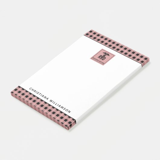 RD登パーソナライズされた録栄養士の格子模様 ポストイット (アングル)