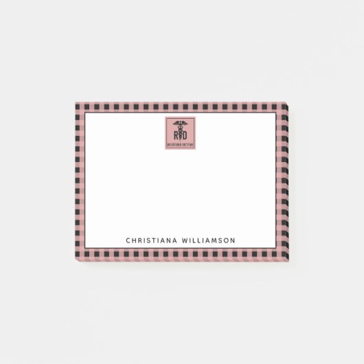 RD登パーソナライズされた録栄養士の格子模様 ポストイット (正面)