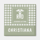 RD登パーソナライズされた録栄養士の格子模様 マグネット (正面)