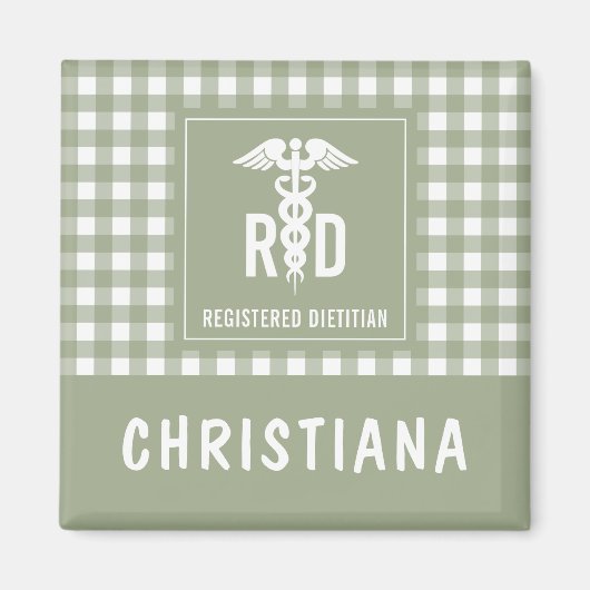 RD登パーソナライズされた録栄養士の格子模様 マグネット (正面)