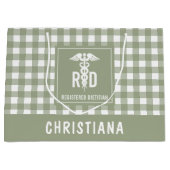 RD登パーソナライズされた録栄養士の格子模様 ラージペーパーバッグ (正面)