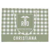 RD登パーソナライズされた録栄養士の格子模様 ラージペーパーバッグ (裏面)