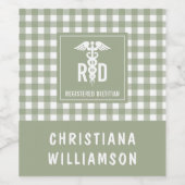 RD登パーソナライズされた録栄養士の格子模様 ワインラベル (シングルラベル)