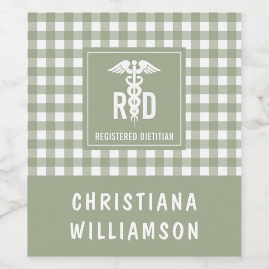 RD登パーソナライズされた録栄養士の格子模様 ワインラベル (シングルラベル)