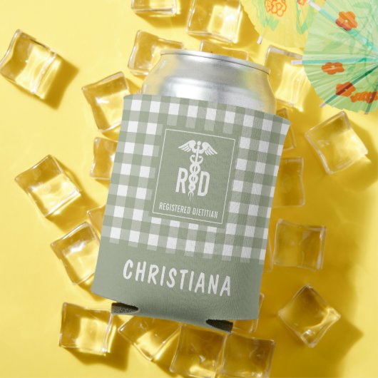 RD登パーソナライズされた録栄養士の格子模様 缶クーラー (インサイチュ 夏)