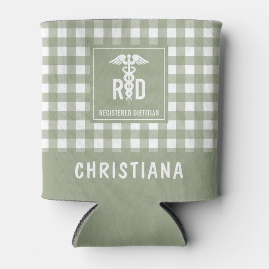 RD登パーソナライズされた録栄養士の格子模様 缶クーラー (正面)