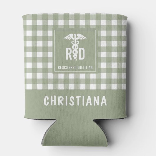 RD登パーソナライズされた録栄養士の格子模様 缶クーラー (裏面)